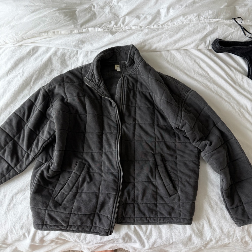 World Market Charcoal Quilted Puffer Jacket